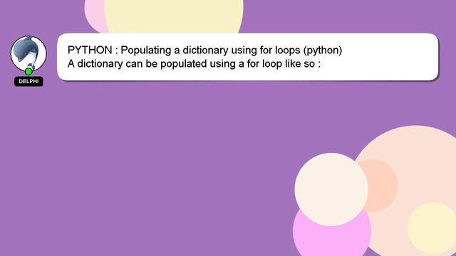 PYTHON : Populating a dictionary using for loops (python) смотреть онлайн