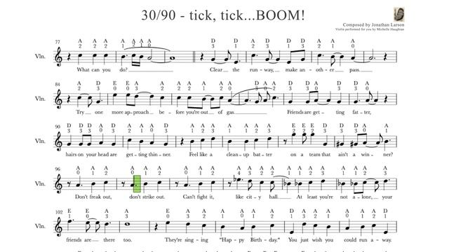 30/90 Tick, Tick.. BOOM! - KARAOKE - Violin Play Along