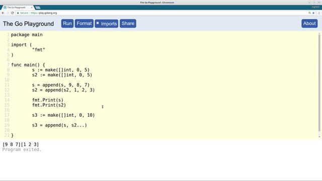 Appending two slices in Golang. смотреть онлайн