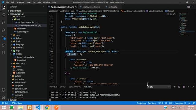 CRUD-5: RESTful API in codeigniter 3.x | Update data into db using PUT Method Rest API postman Auth смотреть онлайн