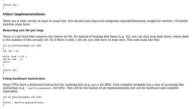 Code Review: Counting the number of "on" bits in an int (3 Solutions!!) смотреть онлайн
