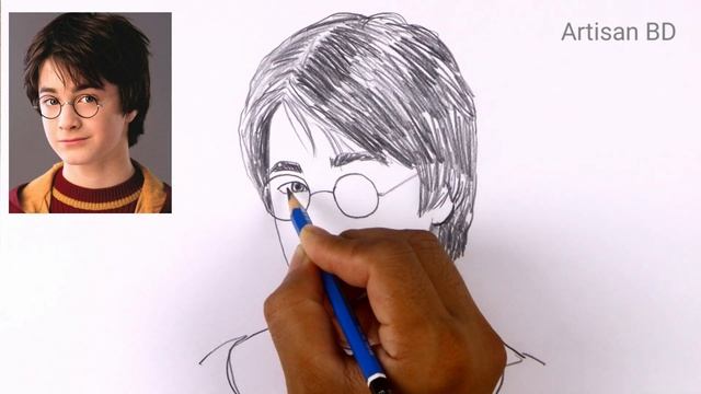 How to draw Realistic face Harry Potter step by step easy pencil sketch #harrypotter смотреть онлайн
