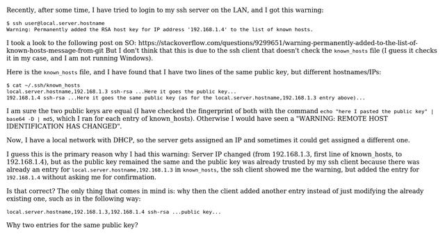 SSH Multiple lines for the same public key in known_hosts? смотреть онлайн