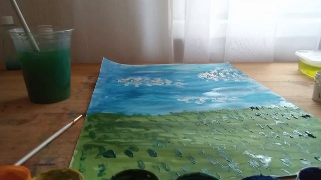 рисуем ватными палочками пейзаж подсолнухи смотреть онлайн