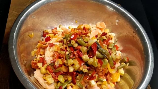 ПП,обрезь красной рыбы с овощами,в духовке,блюда из рыбы,рецепт рыбы в духовке. смотреть онлайн