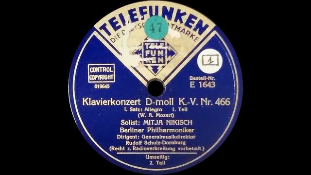 Mitja Nikisch plays Mozart Piano Concerto No. 20, K 466 (1934) смотреть онлайн