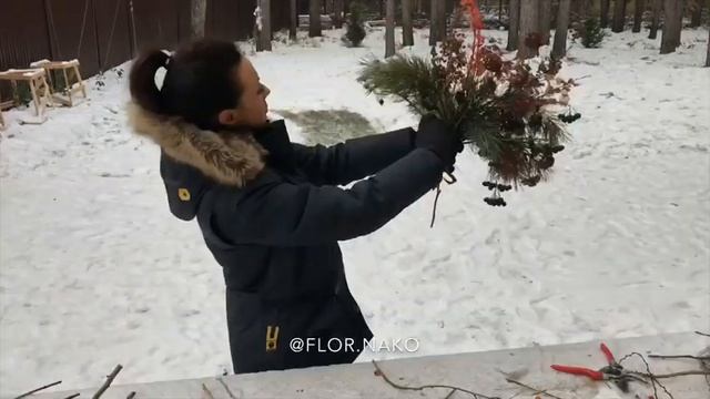 Зимний букет из еловых веток. смотреть онлайн