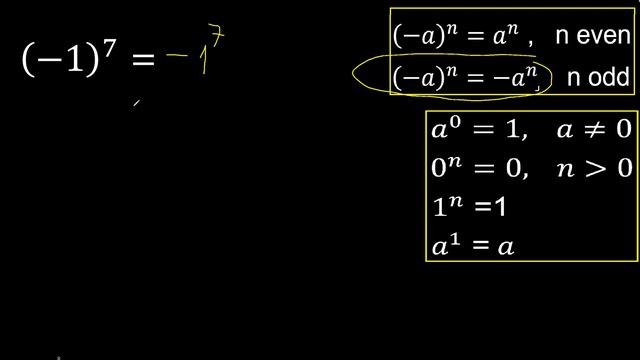 minus 1 exponent 7 , -1 power 7 , negative number with parentheses with positive exponent смотреть онлайн