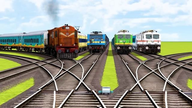 8 TRAINS CROSSING ON BUMPY FORKED RAILROAD CROSSING | Train Simulator | Trains Railroad #railroad смотреть онлайн