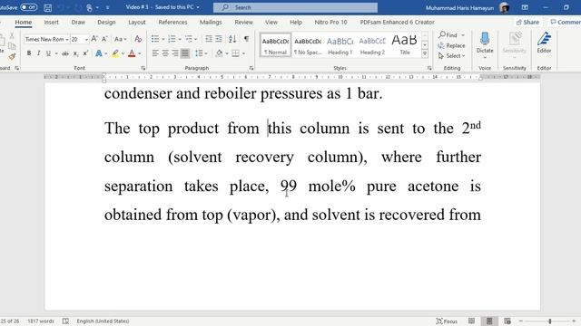 Extractive Distillation to separate Acetone-Water Mixture in Aspen HYSYS - Lecture # 23 смотреть онлайн