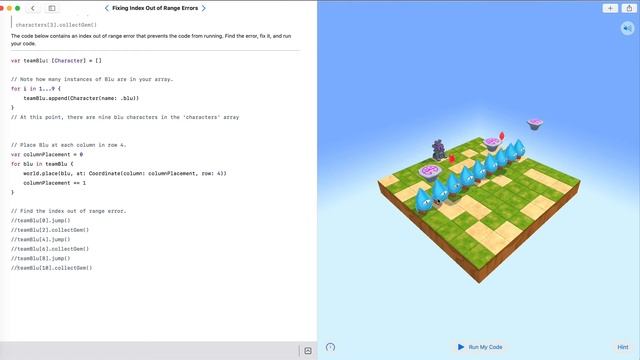 Fixing Index Out Of Range Errors - Arrays - Swift Playgrounds смотреть онлайн