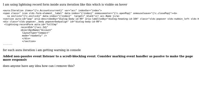 How to remove "Added non-passive event listener to a scroll-blocking ＜some＞ event." warning? смотреть онлайн