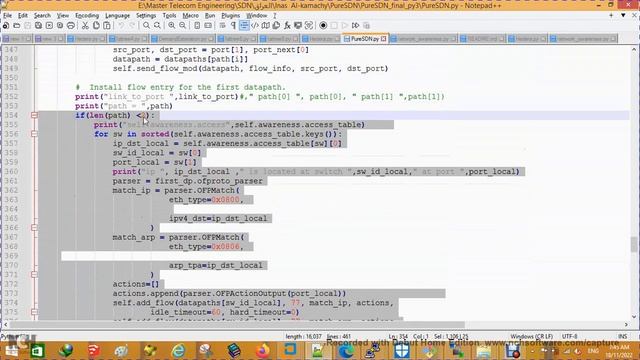SDN RYU Mininet Hedera Networkx fat-tree 4 topology (Video 3) shortest path python 3 عربي смотреть онлайн