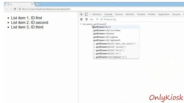 Select page element by its ID: getElementById смотреть онлайн
