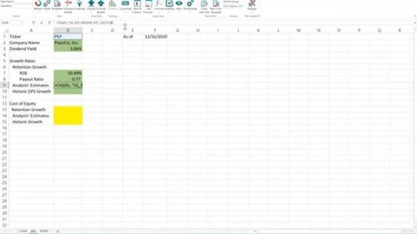 Estimating the cost of equity in Excel using Capital IQ