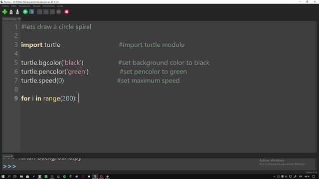 Python Turtle Tutorials 3 # Draw a Circle Spiral смотреть онлайн