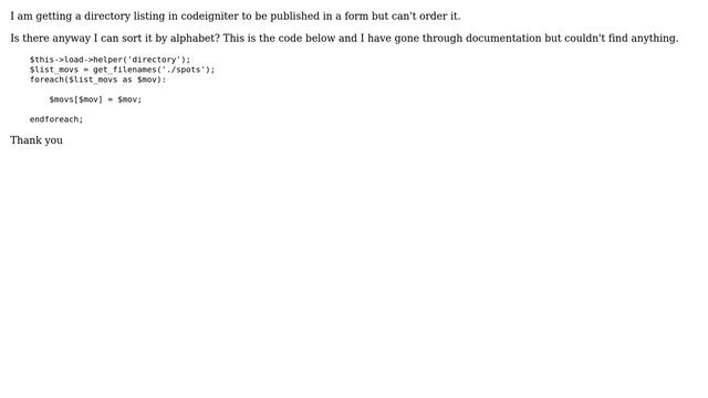 Codeigniter get_filename ordering by name смотреть онлайн