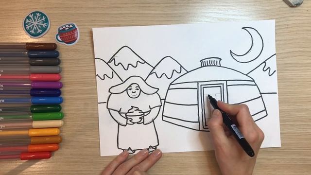 Юрта рисунок. Сагаалган рисунок. Степь рисунок. Народы гор и степей рисунок. Рисунок белый месяц. смотреть онлайн