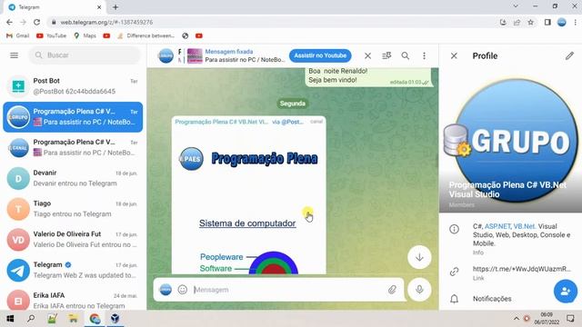 Grupo e canal de Visual Studio - C# - VB.Net no Telegram. смотреть онлайн