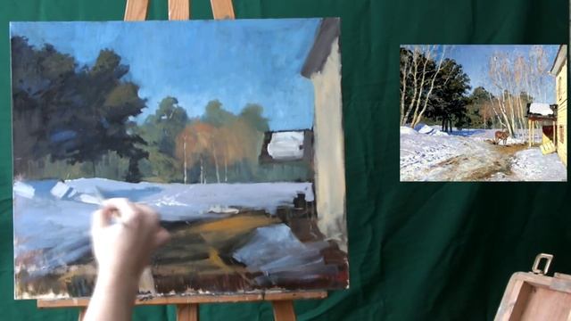 Копия картины Левитана "Март" смотреть онлайн