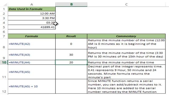 MINUTE Formula in Excel смотреть онлайн