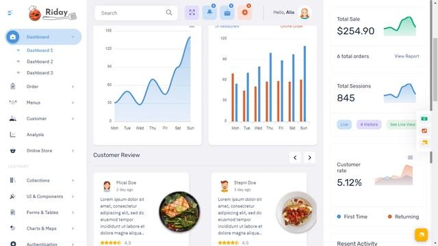 Restaurant Bootstrap 5 Admin Template with LTR Light Theme смотреть онлайн