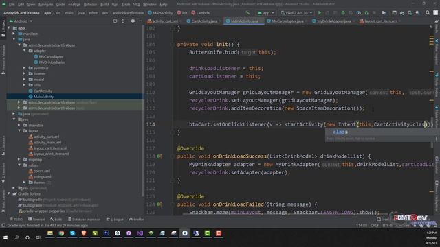 Android Development Tutorial - Build Cart with Firebase part #3 смотреть онлайн