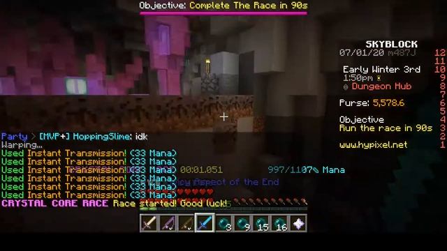 Hypixel Skyblock - Crystal Core Race "Anything" done in 3.967s смотреть онлайн
