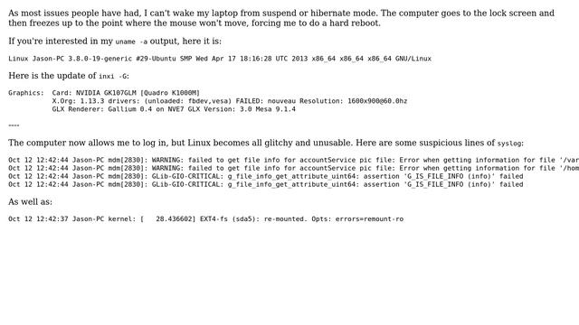 Unix & Linux: Linux Mint 15: Oliva can't wake from suspend/hibernate? смотреть онлайн