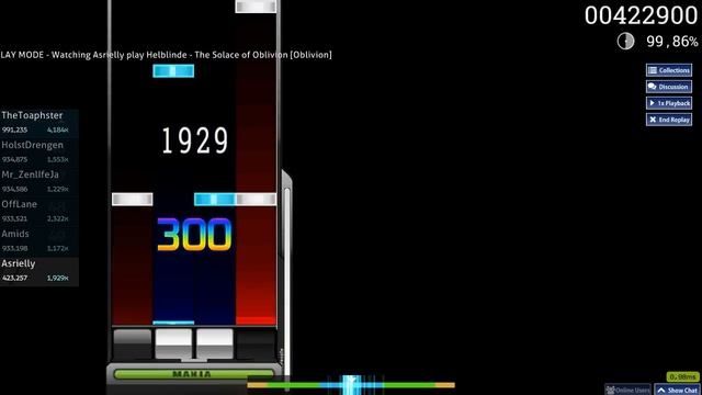 [osu!mania] Asrielly | Helblinde - The Solace of Oblivion [Oblivion] 99.93% 995923points FC #1 Love смотреть онлайн