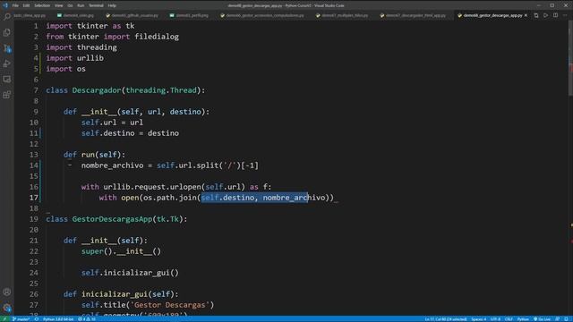Python Curso V2: 773 5/6 Aplicación de Gestión de Descargas Usando los Módulos tkinter y threading смотреть онлайн