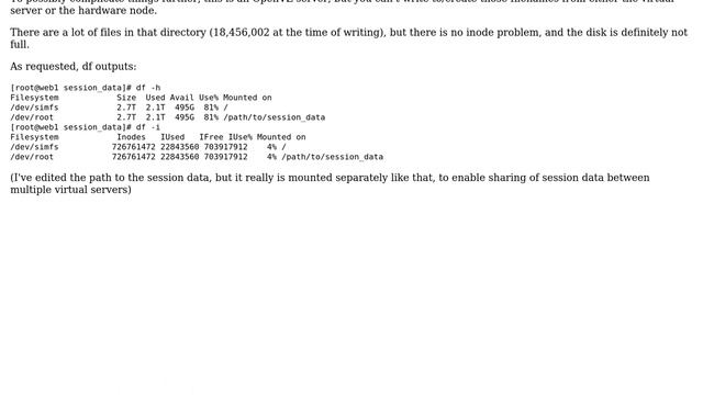 "No space left on device" error when writing certain session filenames смотреть онлайн