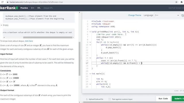 27. Deque - STL | C++ | Hacker Rank Solutions смотреть онлайн