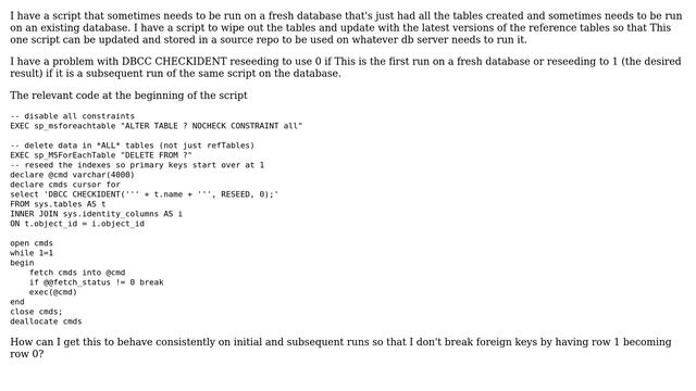 DBCC CHECKIDENT behaving inconsistently смотреть онлайн