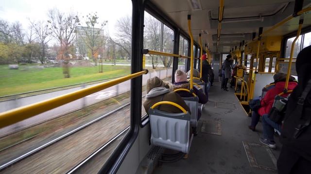 Poland, Warsaw, ride with tram No 33 from Arkadia to Sady Żoliborskie смотреть онлайн