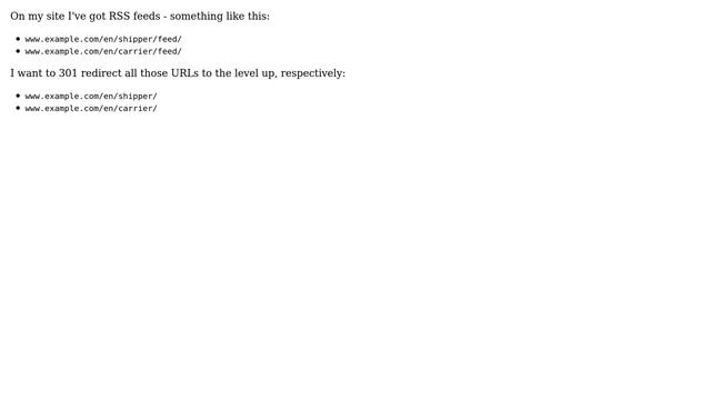 Wordpress: 301 redirect any RSS feed on level up url смотреть онлайн