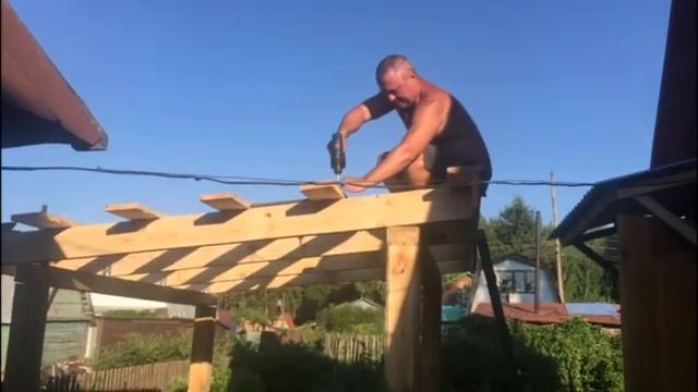 Строим своими руками БЕСЕДКА/НАВЕС на даче деревянный односкатный. Дешево/сердито, на века! смотреть онлайн