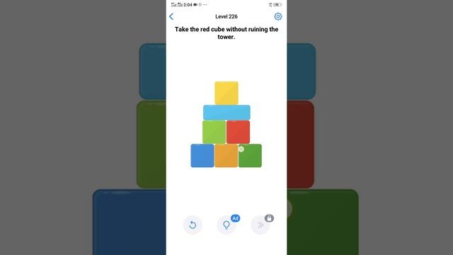 Easy game level 226 Take the red cube without ruining the tower walkthrough solution смотреть онлайн