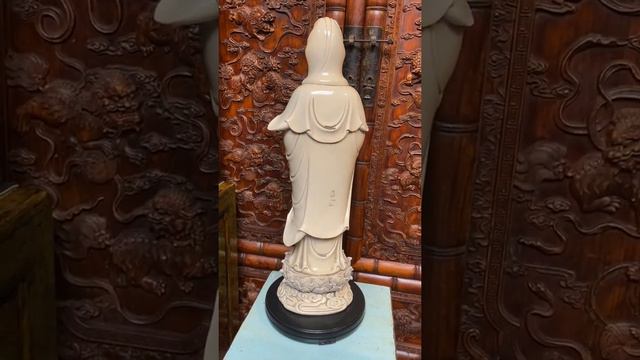 Oriental Vintage Finish Off White Ivory Color Porcelain Kwan Yin Statue ws1431 смотреть онлайн