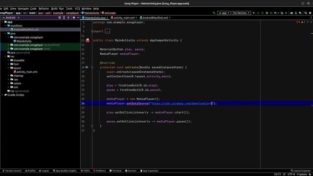 How to play music from url using MediaPlayer class | Android Studio Tutorial смотреть онлайн
