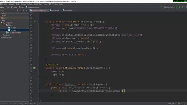 Пишем простую змейку на Java ( Управление змейкой и переходы) #3 смотреть онлайн