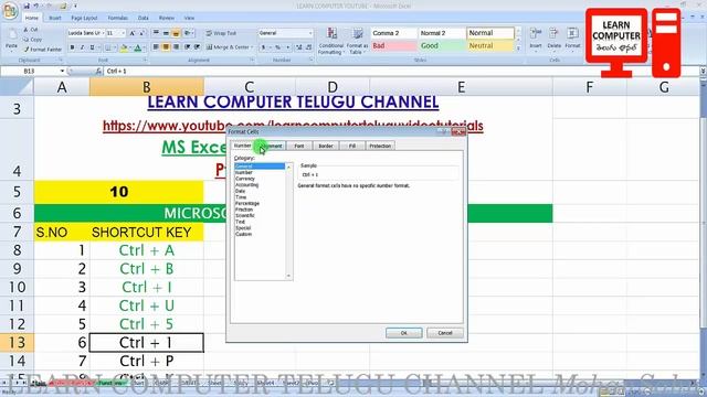 MS Excel 10 Shortcut Keys In Telugu [01] - Telugu Video Tutorial | LEARN COMPUTER TELUGU CHANNEL смотреть онлайн