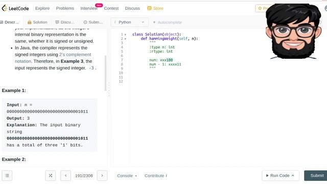 Leetcode Question 191 "Number of 1 Bits" in Python смотреть онлайн