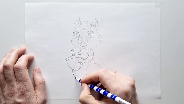 Drawing squirrel for Beginners: Pencil Drawing Tutorial for Kids - How to draw a squirrel смотреть онлайн