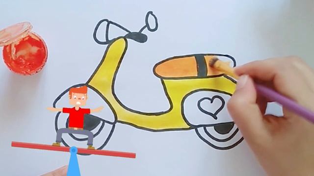 How to draw scooter vespa Как нарисовать самокат веспуBolalar uchun skuterlarni vespa qanday chizis смотреть онлайн