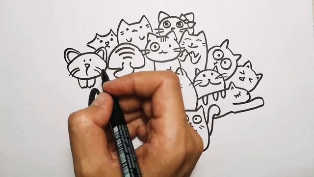 Дудлинг рисунки/кошки рисунок /идеи рисунков дудл /дудлинг кошки /как нарисовать кошку смотреть онлайн