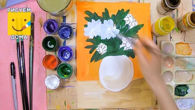 Как нарисовать ВАЗУ С ЦВЕТАМИ - урок рисования, натюрморт, рисуем дома поэтапно смотреть онлайн