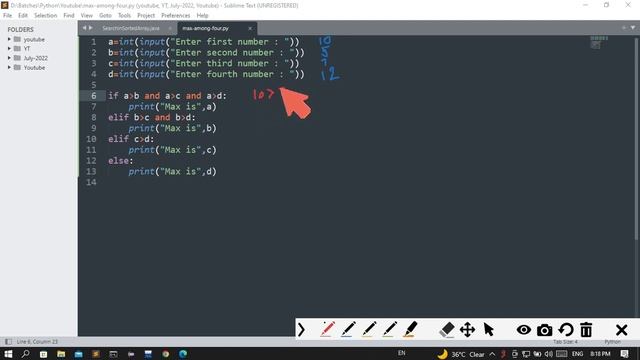 program to find maximum among four in python in hindi смотреть онлайн
