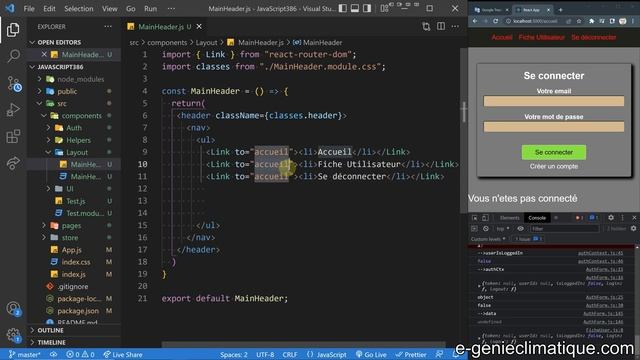 JavaScript386-React.js-Ajouter un lien dans la barre d'URL lorsque l'on clique dessus avec Link смотреть онлайн
