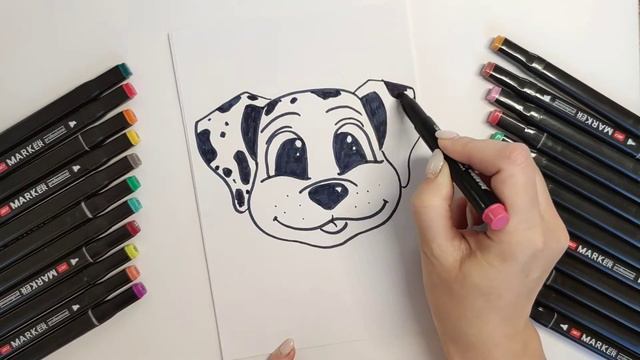 #cute #puppy #dalmatian #drow #lessons. Cute puppy dalmatian. Easy to drow. Lessons for kids. смотреть онлайн